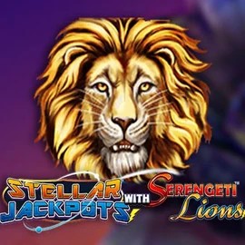 Jackpots logo of Stellar Jackpots with Serengeti Lions from Lightning Box Game at Rolldorado Casino